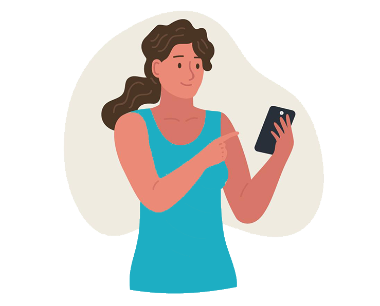 Graphic of lady viewing CareLog data on mobile phone