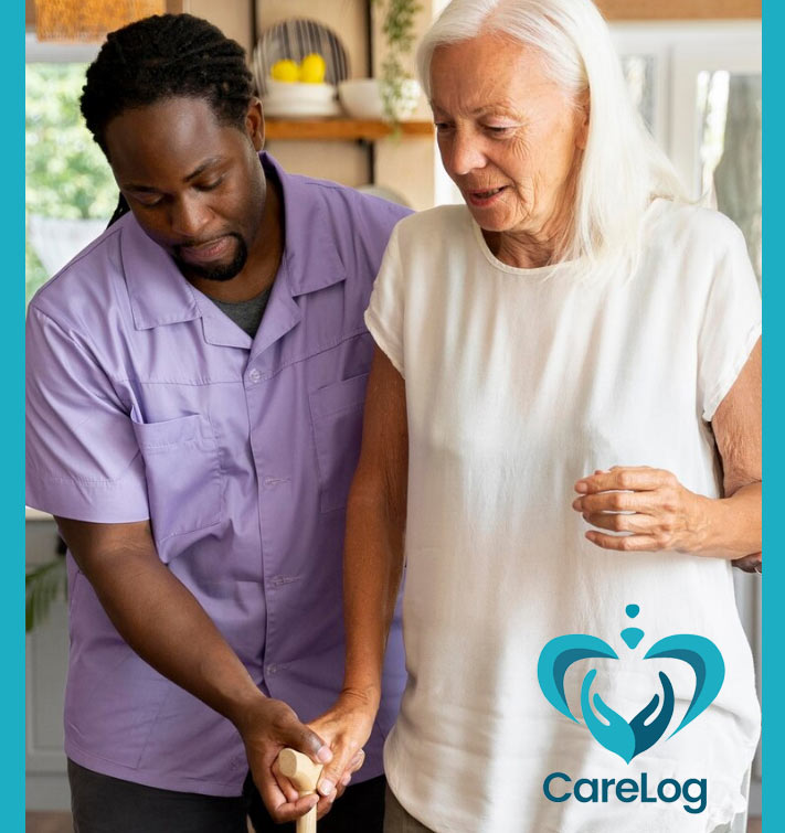 Carer looking after elderly lady